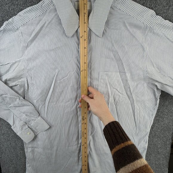 Brooks Brothers Non Iron Button Up Shirt Long Sleeve Men Striped Blue 16.5 34 - Picture 3 of 14